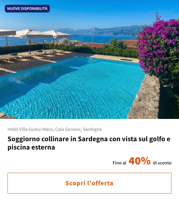 Soggiorno collinare in Sardegna con vista sul golfo e piscina esterna
