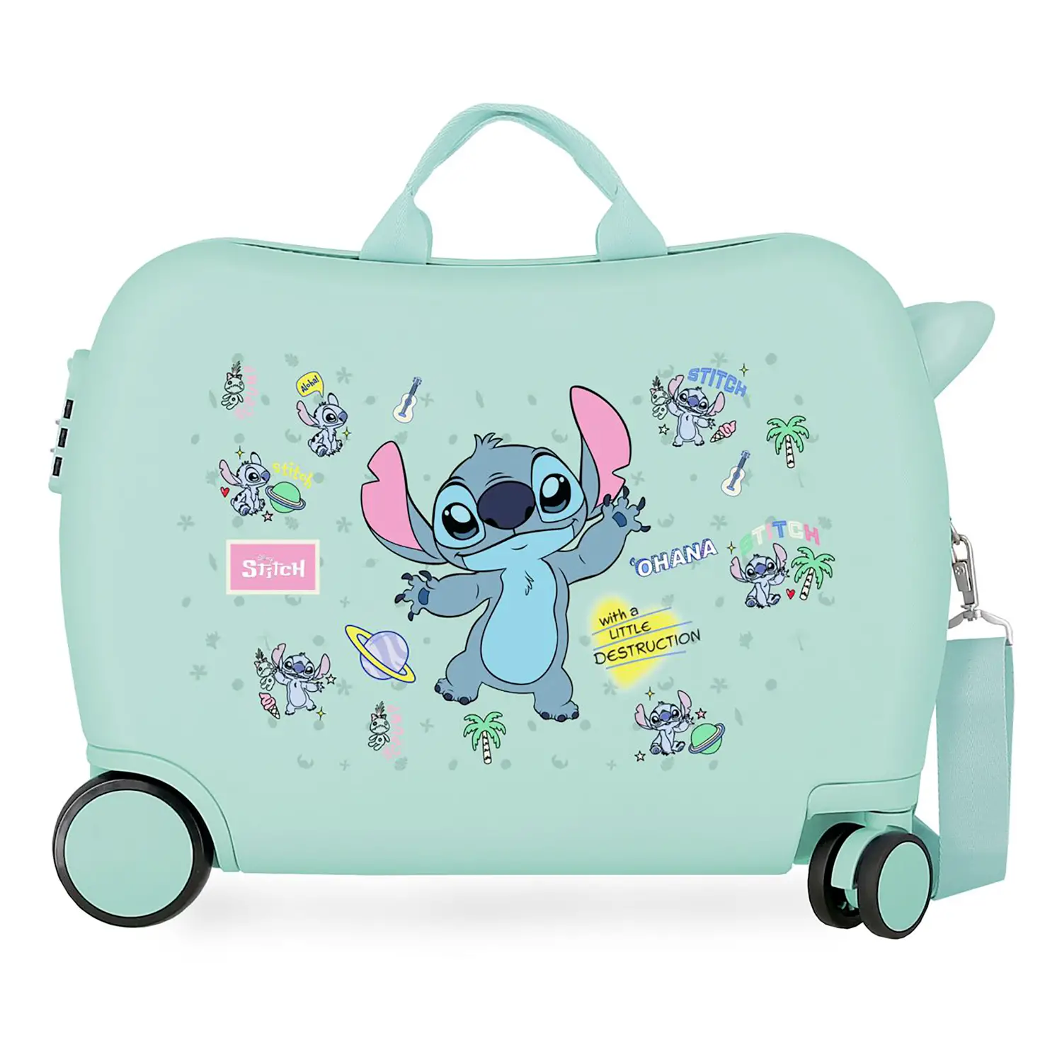 Stitch Little Des Trolley da Viaggio Cavalcabile Abs 50 cm 4 Ruote Turchese