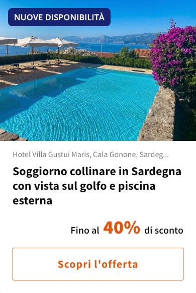 Soggiorno collinare in Sardegna con vista sul golfo e piscina esterna