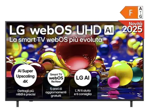 LG UHD AI 65UA74006LB TV webOS Serie UA74 65'' 4K, α7 Gen8, HDR10, 20W, 3 HDMI con Game Optimizer, Smart TV WebOS 2025