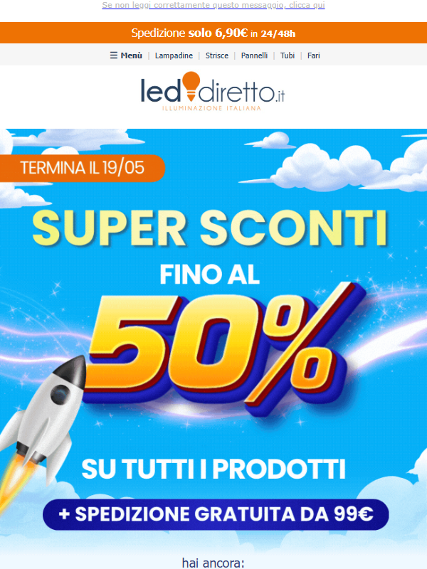 🚀 Super Sconto 50% su Tutto! Vola a prenderlo...