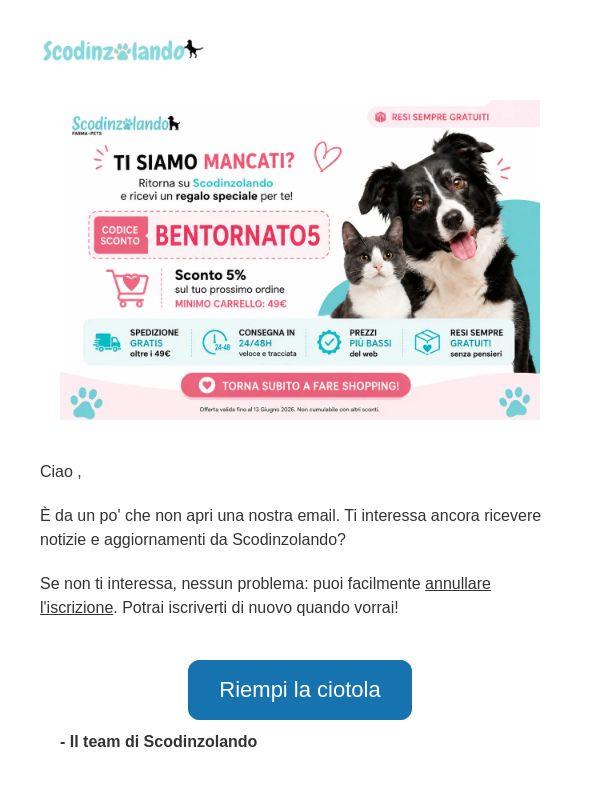 Bentornato , un piccolo pensiero per te 🐾