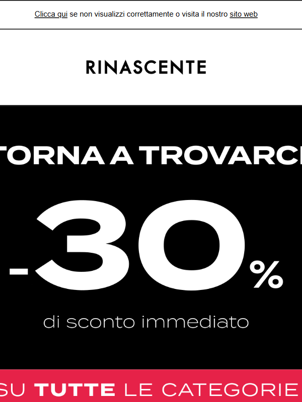-30% per tornare a trovarci: la promozione continua