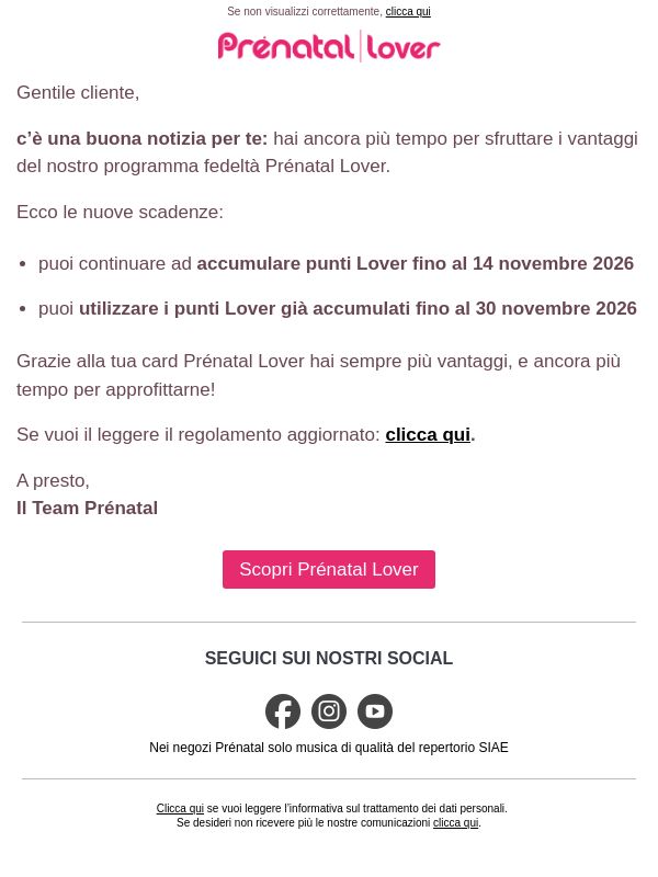 Novità: il programma fedeltà è stato prolungato