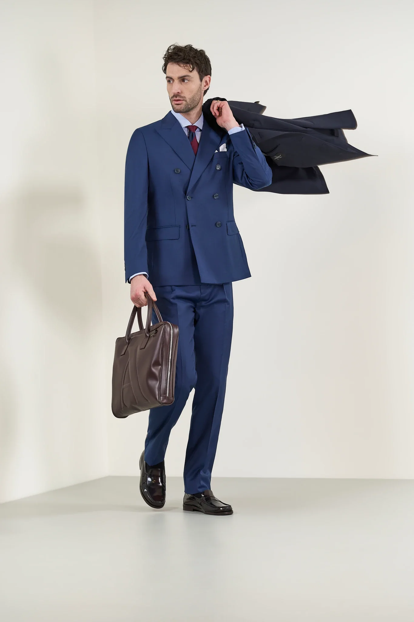 Image of Abito blu doppiopetto lana 110's custom fit