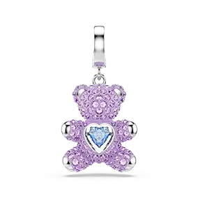 Charm Idyllia, Taglio misto, Orsetto, Viola, Placcato rodio