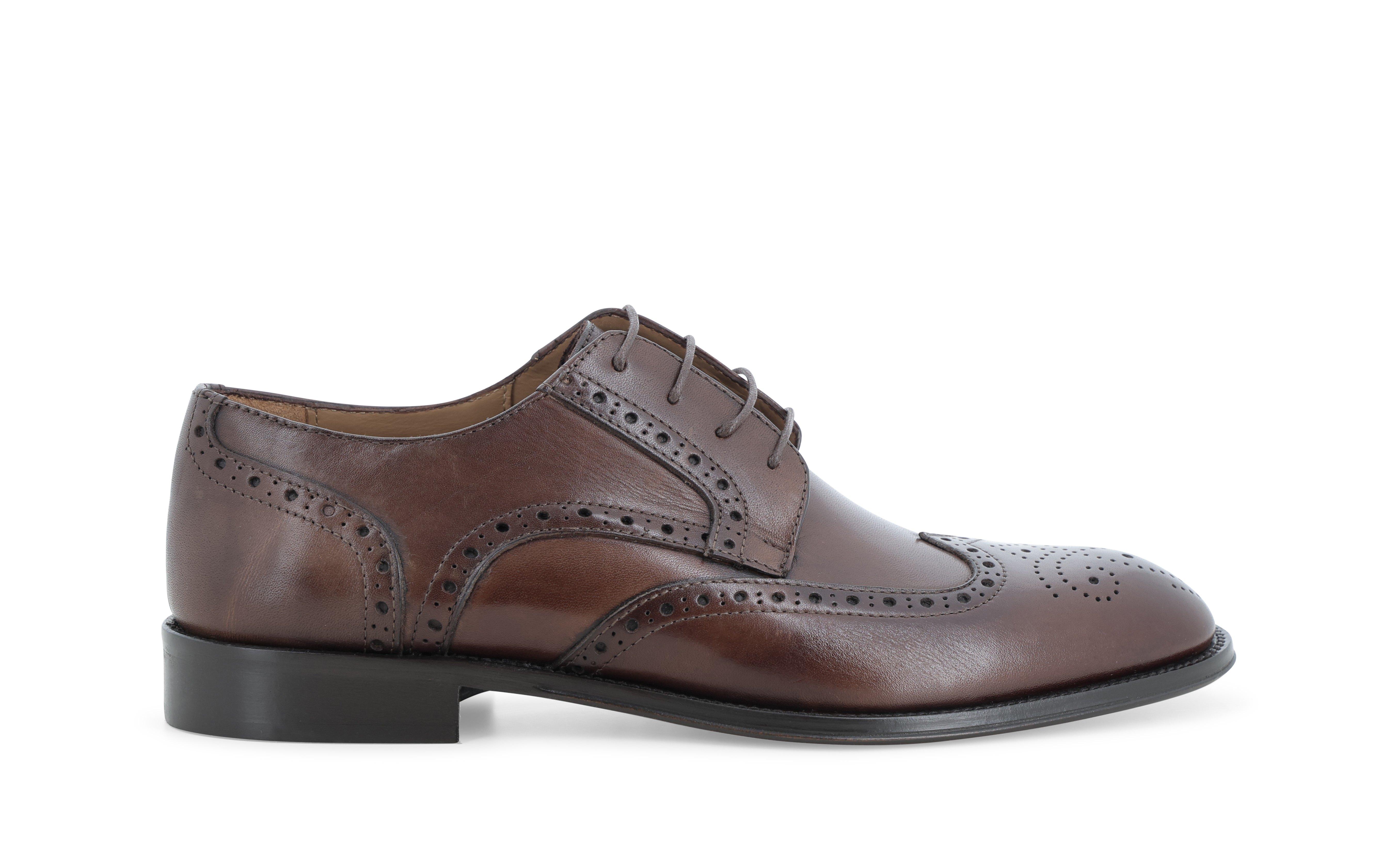 Scarpa elegante francesina stringata tipo brogue in pelle marrone u90633