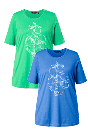 T-shirt dal taglio svasato con limoni, scollo a girocollo, mezze maniche e modal