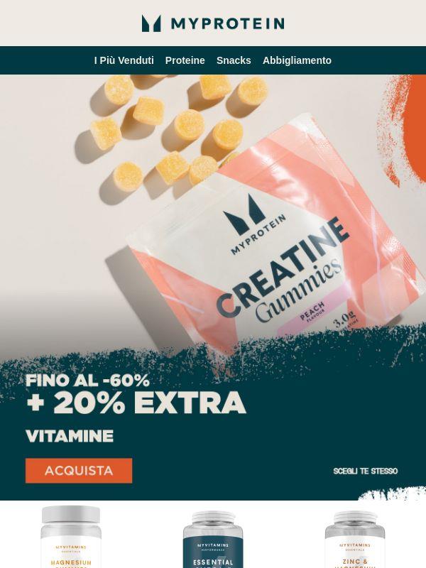 fino al -60% + 20% Extra sulle Vitamine 💙