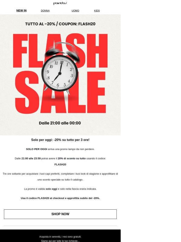 🚨 Solo per oggi: -20% su tutto!