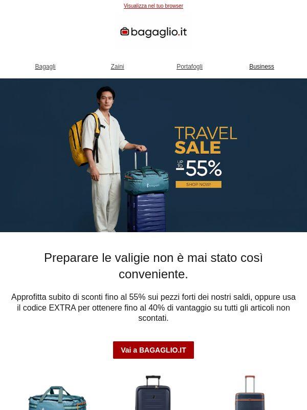 ✈️ Saldi Travel: fino al 55% di sconto su valigie e borse!
