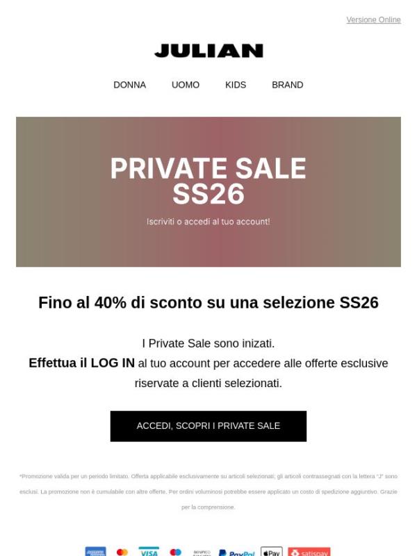 PRIVATE SALE | Accedi per scoprire fino al 40% di sconto