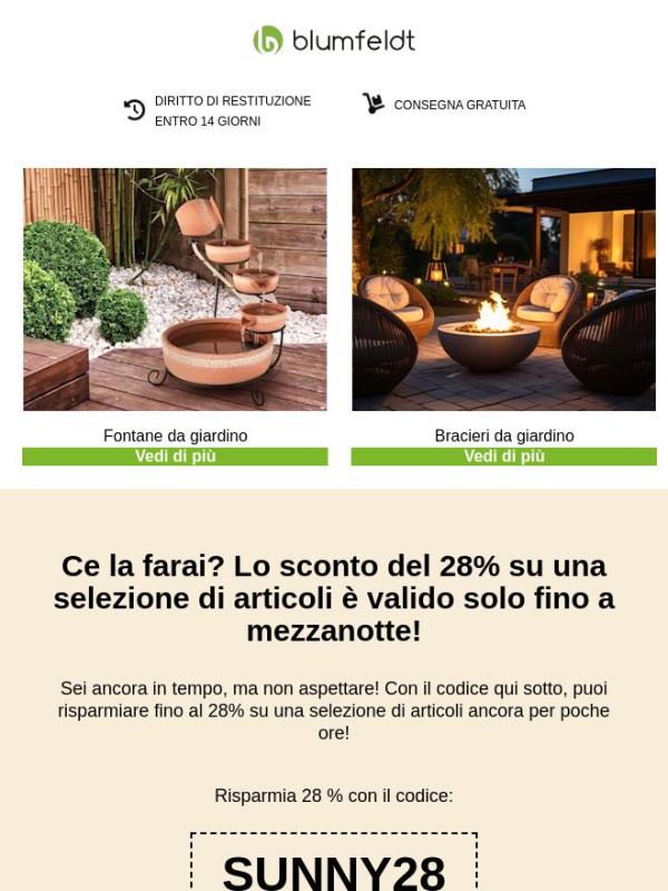 Mancano  solo poche ore: risparmia fino al 28% su una selezione di articoli!