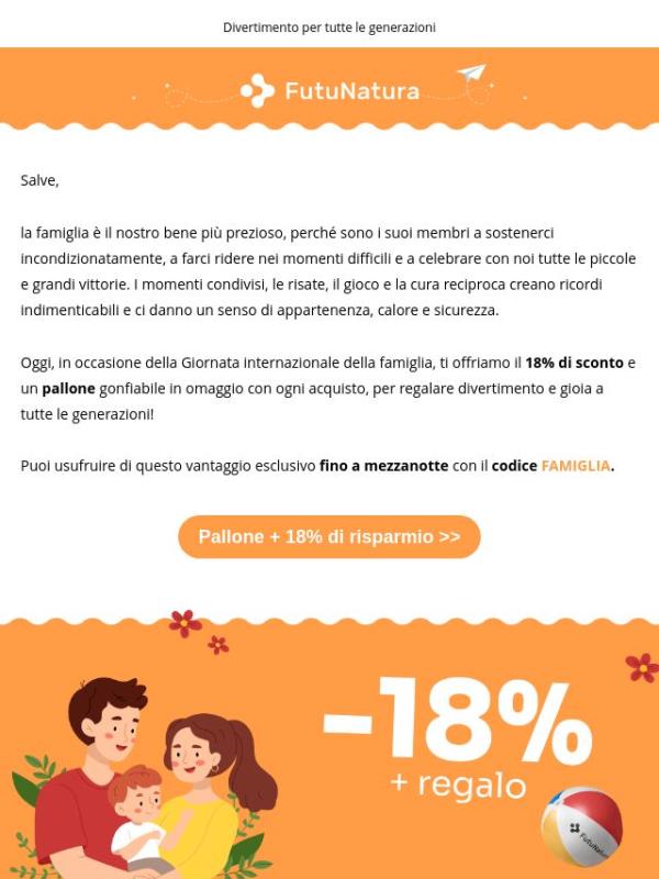 Giornata della famiglia: -18% + pallone 👨‍👩‍👧‍👦