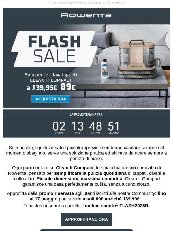 ⚡Promo Flash: Clean It Compact a soli 89€