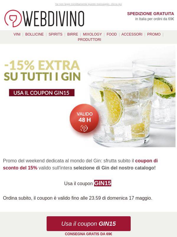 -15% su tutti i Gin ☀️ Fino a domenica
