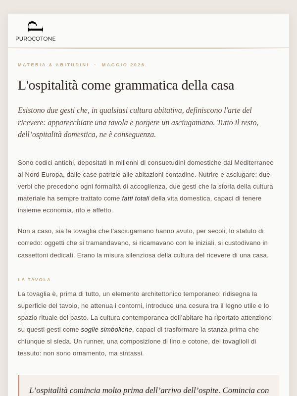 Vivere la Casa - Due gesti che precedono ogni accoglienza