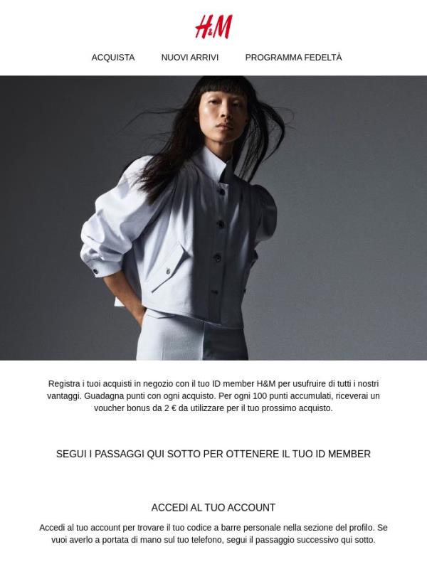 Ciao, trova qui il tuo ID member.