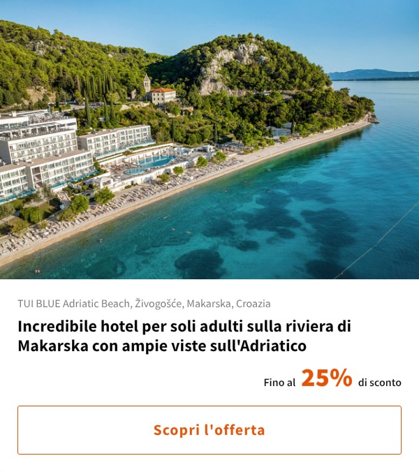 Incredibile hotel per soli adulti sulla riviera di Makarska con ampie viste sull'Adriatico