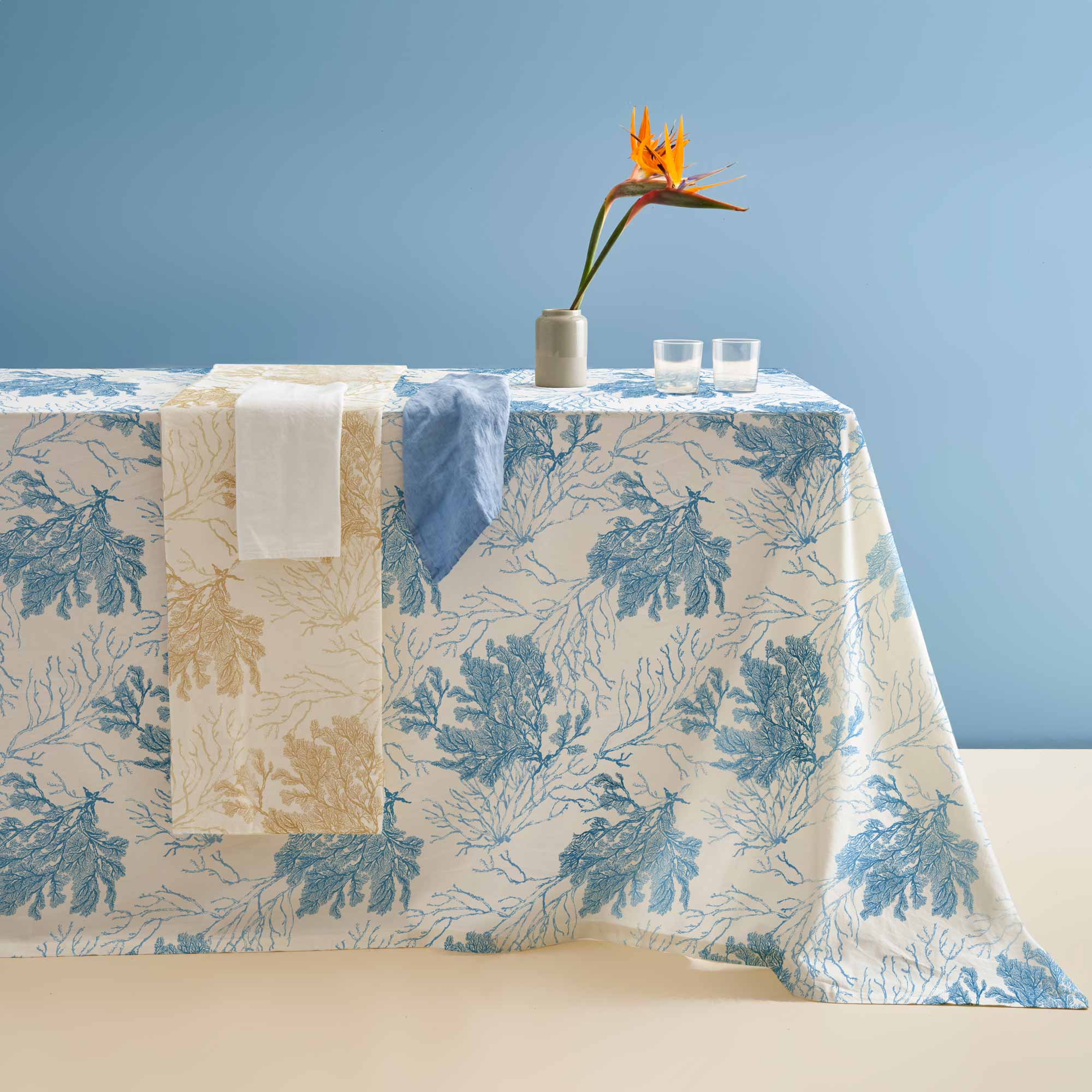 Image of Tovaglia in Panama di Cotone <br>con Fantasia - <b>Maddalena
