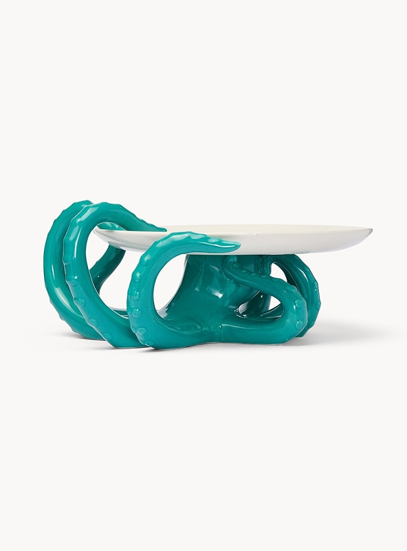 Alzata in ceramica dettaglio polipo