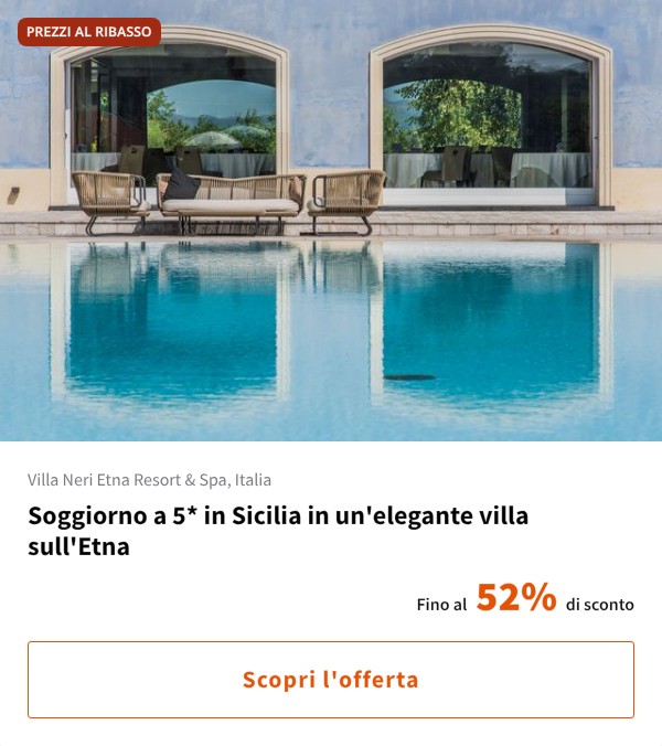 Soggiorno a 5* in Sicilia in un'elegante villa sull'Etna