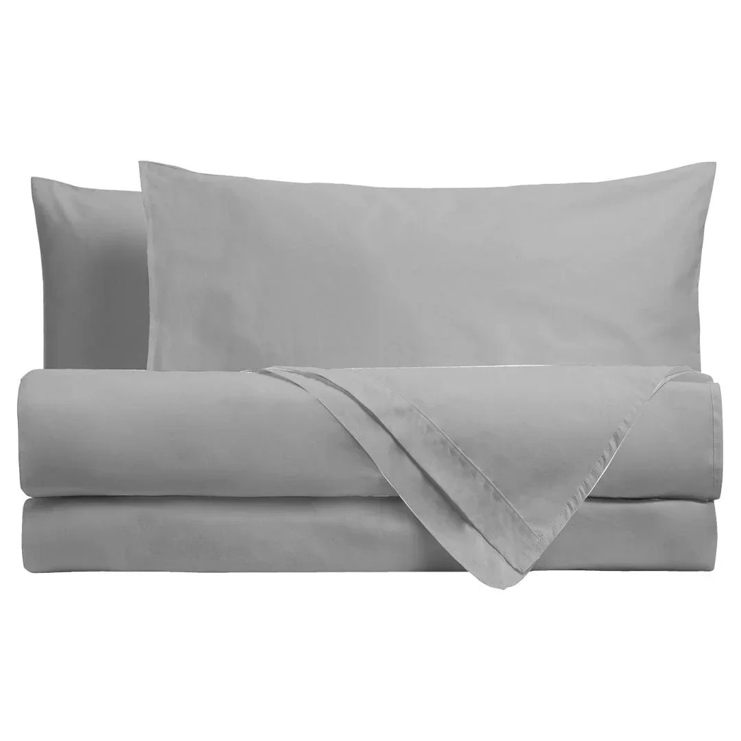Completo Letto Matrimoniale in Cotone - Tinta Unita Grigio Chiaro - Amo La Casa Shop