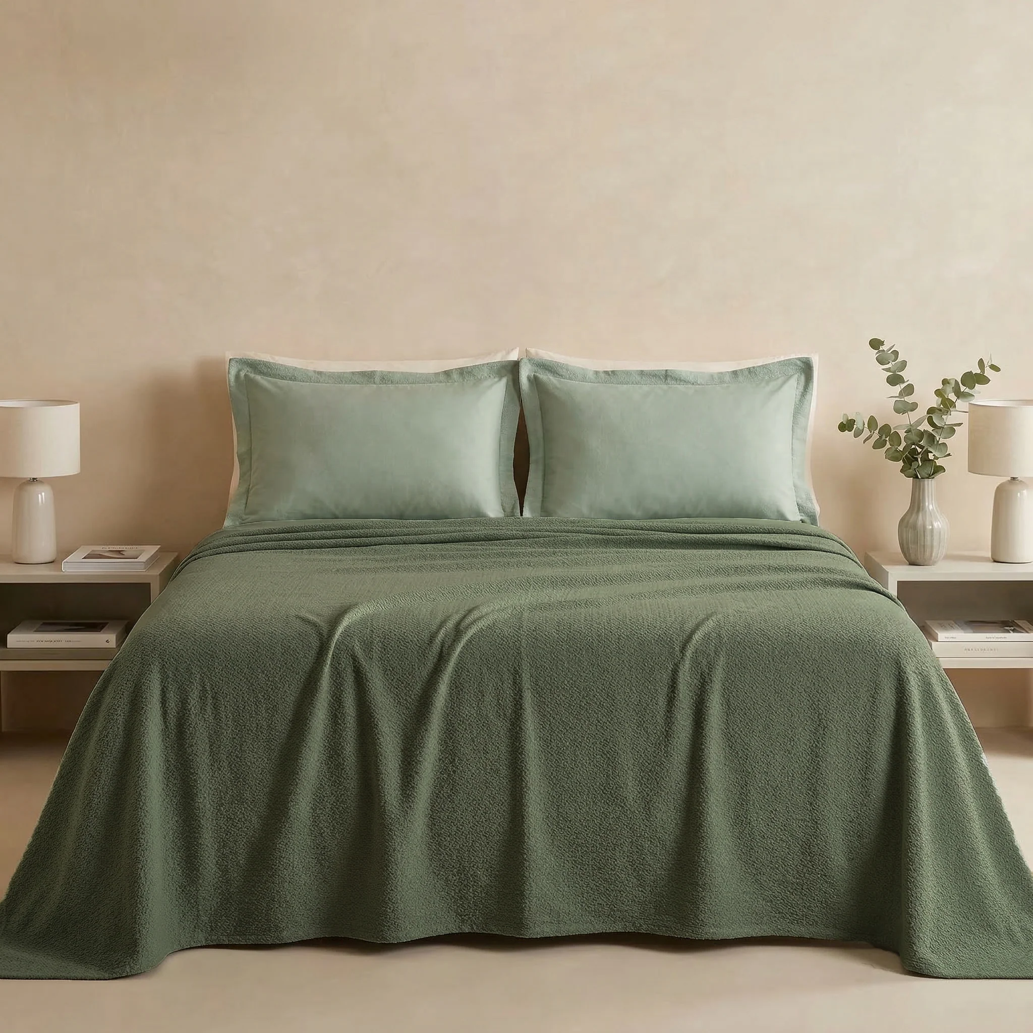 Image of Copriletto a Nido d'ape in <br>Cotone e Modal - <b>Monroe
