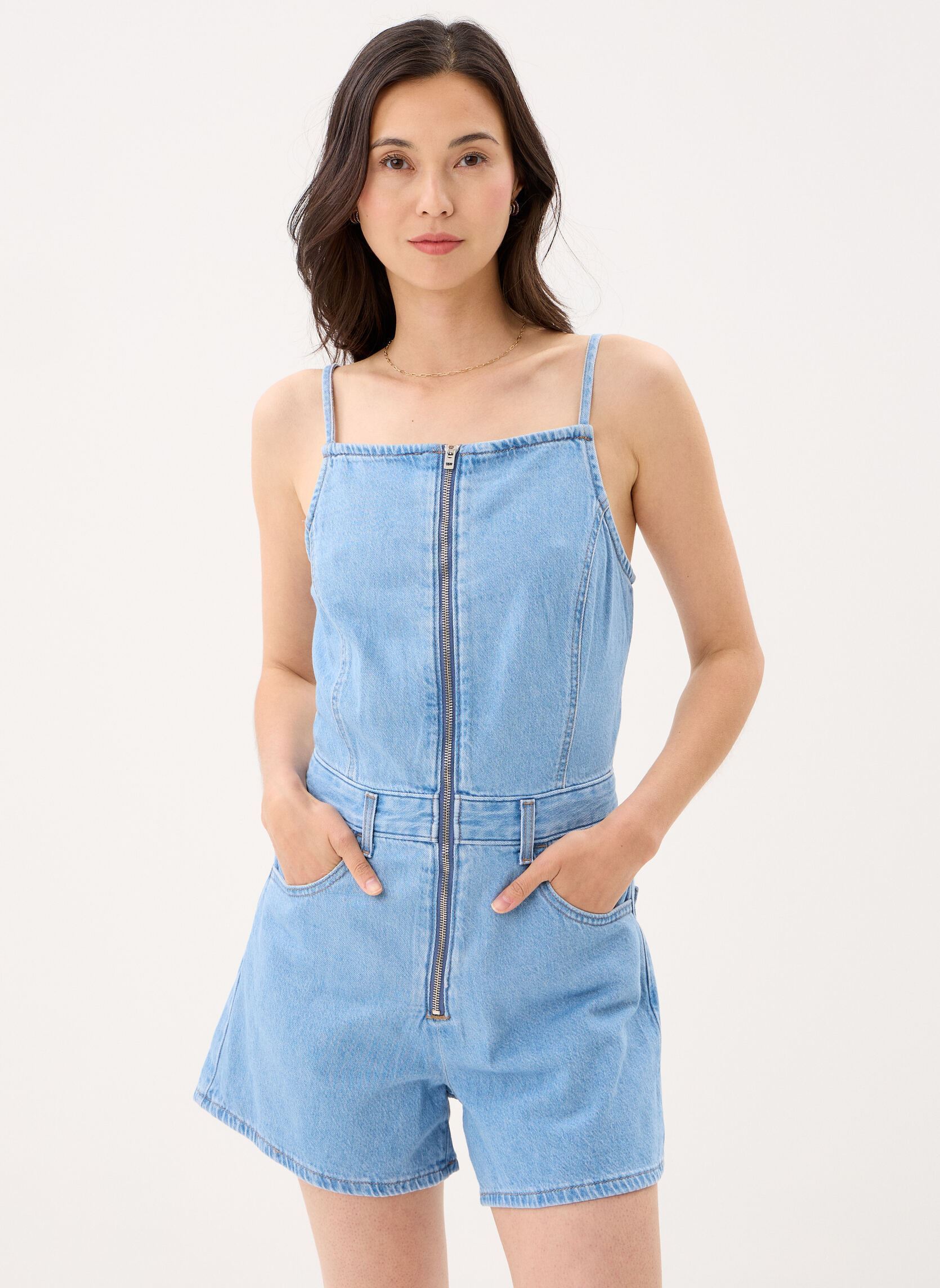 Levi's Abiti Sqaure Neck Romper-005NW donna blu