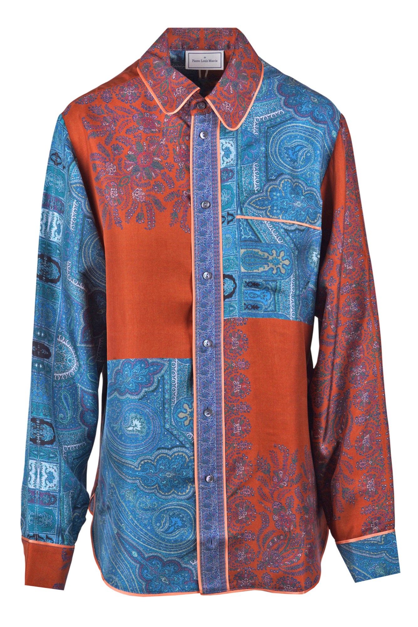 Pierre-Louis Mascia - Camicia - 470089 - Blu/Ruggine - XS / Blu/Ruggine