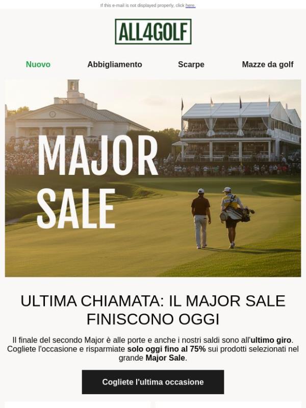 ULTIMA OCCASIONE: Fino al -75% nel Major Sale