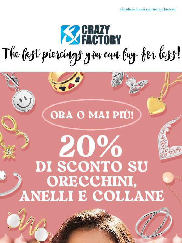 ⏰ Ultima occasione per approfittare di uno sconto del 20% su anelli, orecchini e collane,