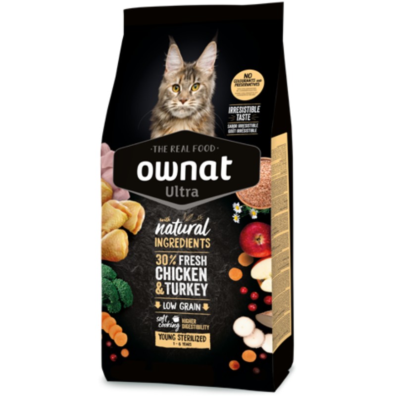 Ownat Cat Ultra Young Sterilized con Pollo e Tacchino per Gatti - 3 Kg