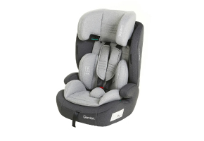 a grey and black baby car seat