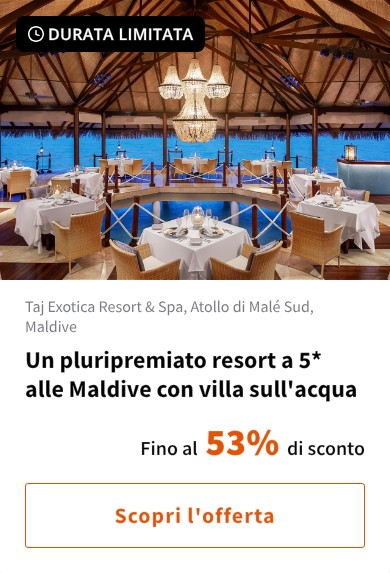 Un pluripremiato resort a 5* alle Maldive con villa sull'acqua