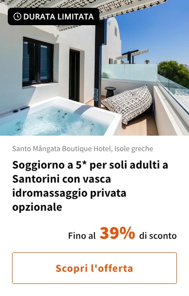 Soggiorno a 5* per soli adulti a Santorini con vasca idromassaggio privata opzionale