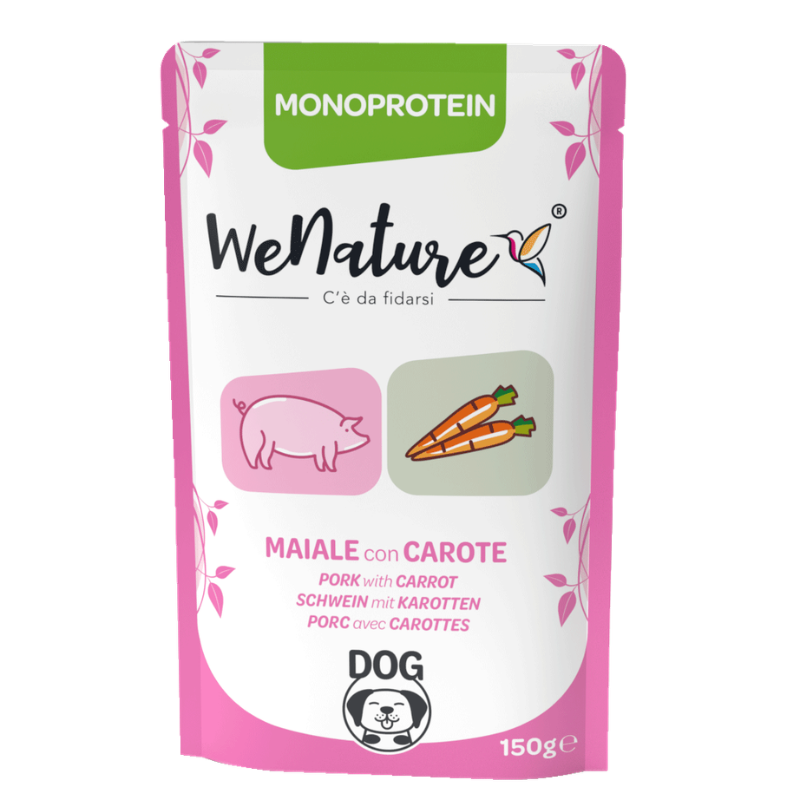 WeNature Maiale con Carote Zero Cereali per Cani - 150 g, Singola