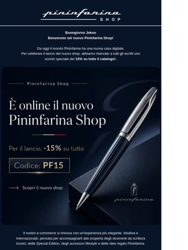 🆕 Jekoo E' Online il nuovo Pininfarina Shop!