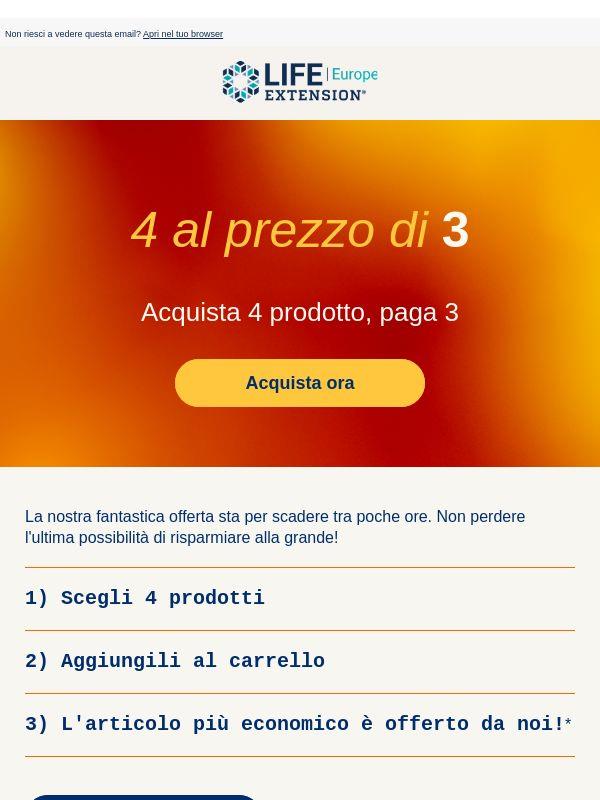 Ultima possibilità: acquista 4, paga 3