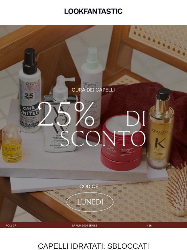 25% di sconto sulla cura dei capelli