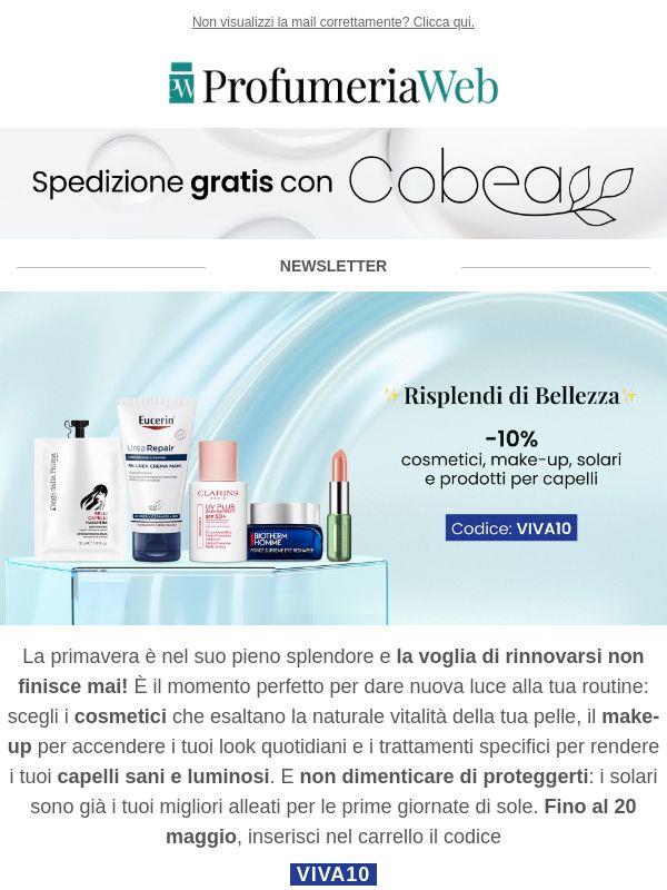 ✨ Ancora per poco: -10% su cosmetici, make-up, solari e prodotti per capelli