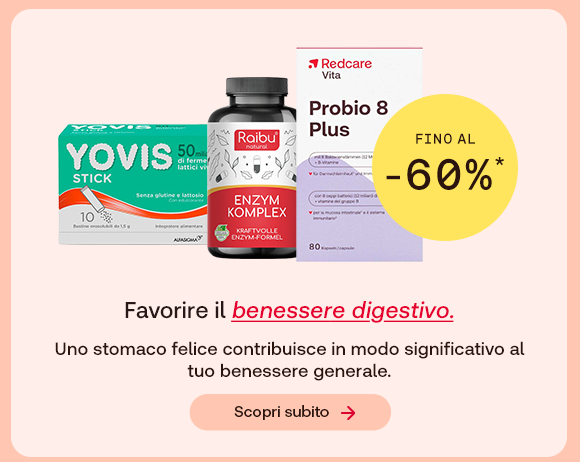 “Integratori per il benessere digestivo (Yovis Stick, enzimi e probiotici) su sfondo chiaro. Testo: ‘Favorire il benessere digestivo’ con offerta fino al -60% e pulsante ‘Scopri subito’.” “Integratori per il benessere digestivo (Yovis Stick, enzimi e probiotici) su sfondo chiaro. Testo: ‘Favorire il benessere digestivo’ con offerta fino al -60% e pulsante ‘Scopri subito’.”
