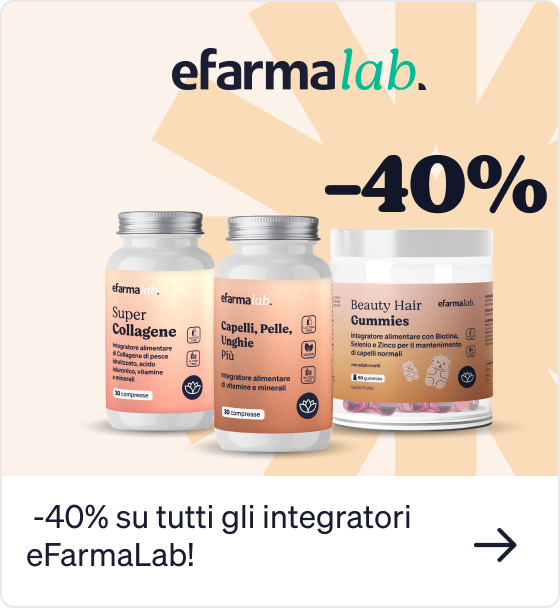 eFarmaLab three supplement jars (Super Collagen, Capelli Pelle Unghie, Beauty Hair Gummies) with -40% discount
