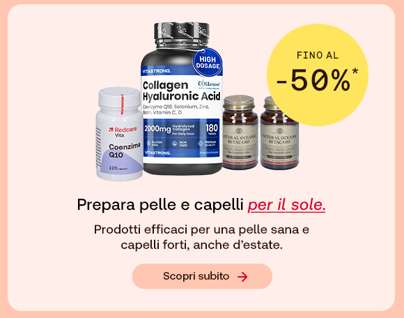 “Proteine in polvere (whey e proteine vegetali) con offerta fino al -45%. Testo: ‘Pura energia: Shake Proteici’ e pulsante ‘Scopri subito’.” “Proteine in polvere (whey e proteine vegetali) con offerta fino al -45%. Testo: ‘Pura energia: Shake Proteici’ e pulsante ‘Scopri subito’.”
