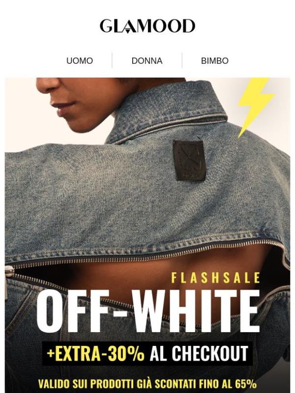 Offerta Flash OFF-WHITE: fino al -65% + EXTRA -30% al checkout!
