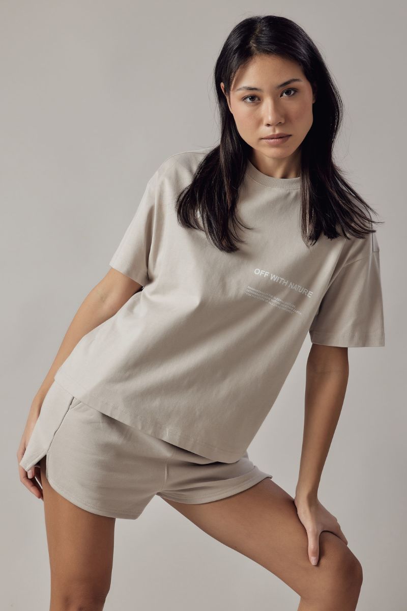 T-Shirt Girocollo Loose Fit Beige