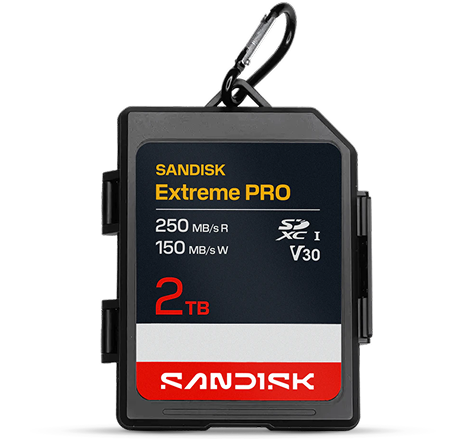 Una custodia per scheda di memoria SANDISK Extreme PRO edizione da 2 TB