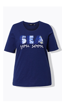 T-shirt classica con applicazioni, scollo a girocollo e mezze maniche