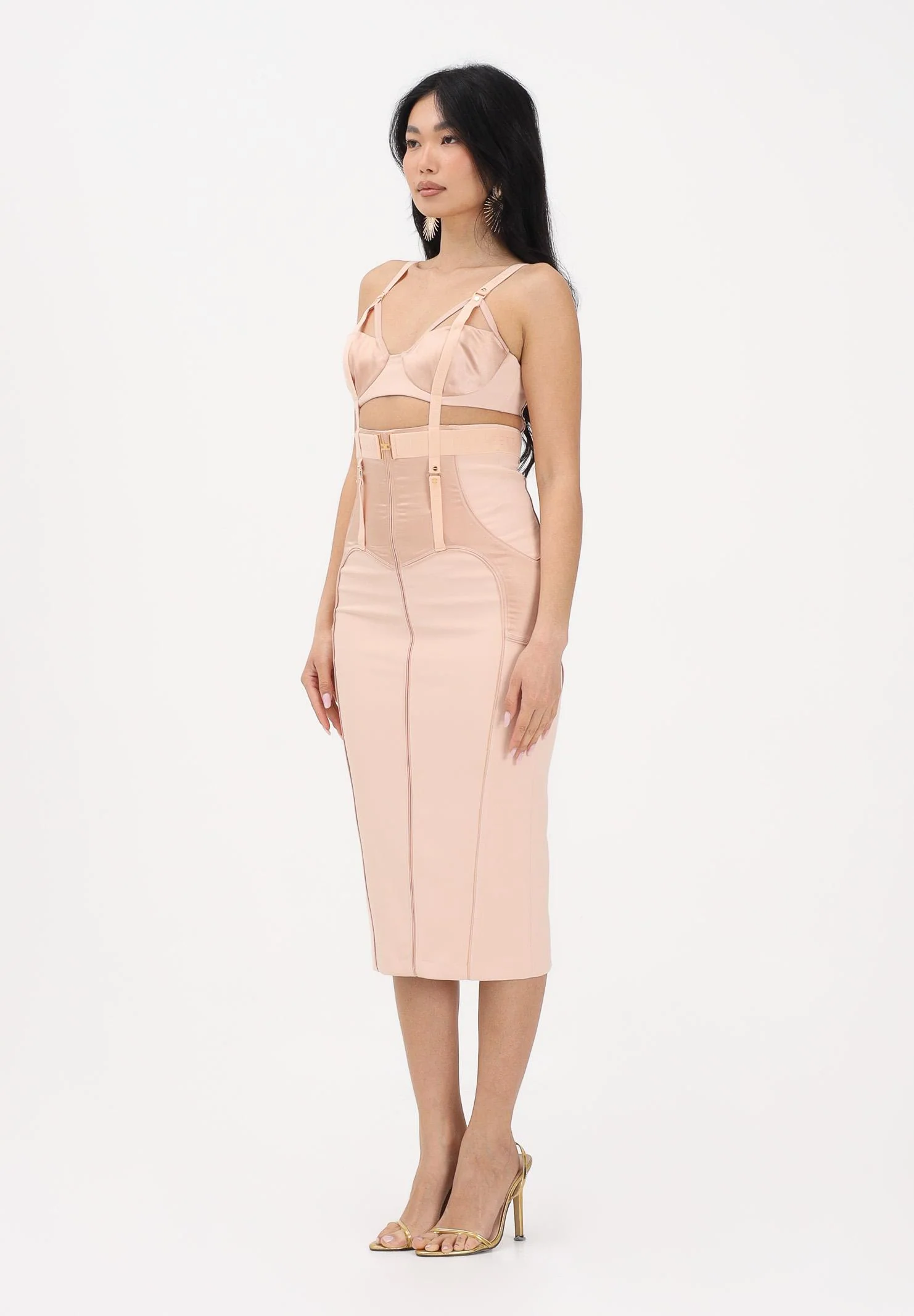 Image of ELISABETTA FRANCHI Abito midi a tubino nude da donna