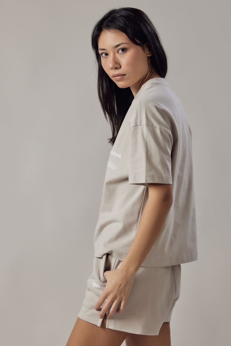 T-Shirt Girocollo Loose Fit Beige